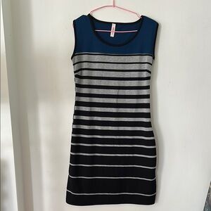 Le Grenier Striped Sleeveless Dress - Blue and Black
